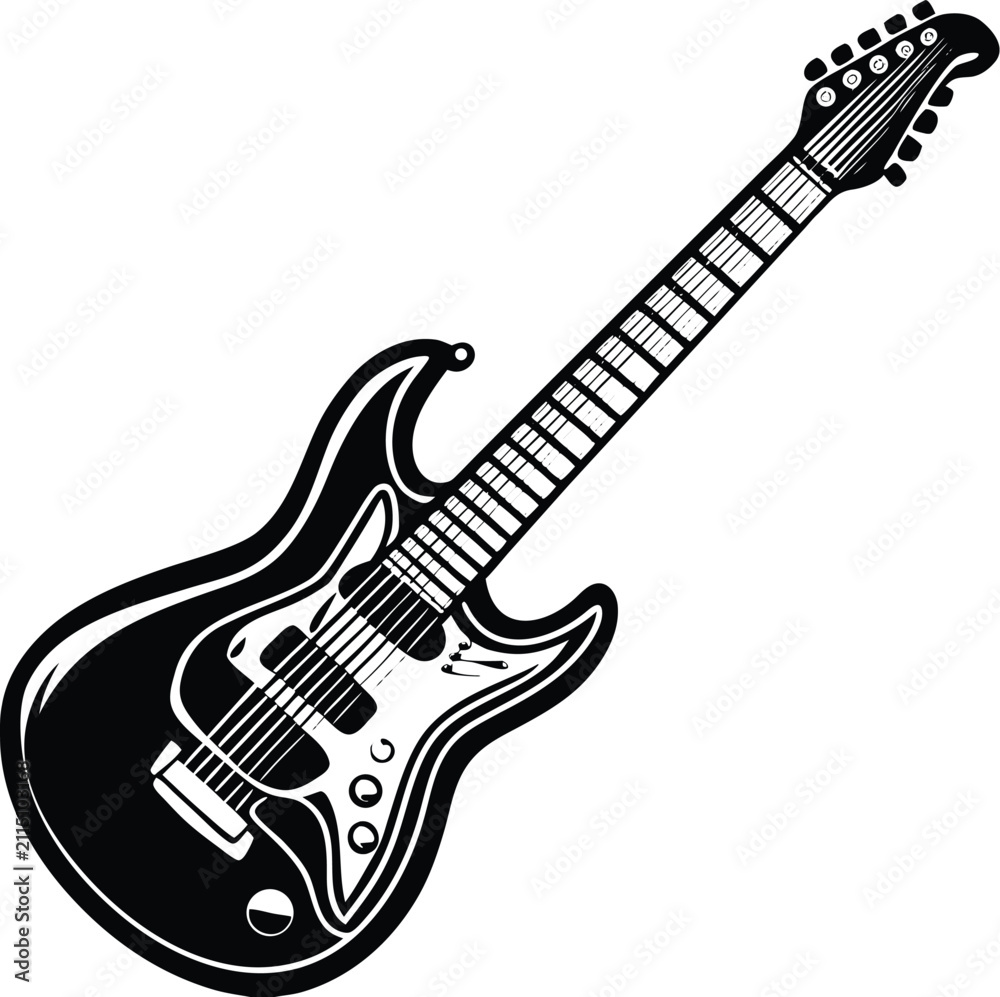 Fototapeta premium Black electric guitar vector illustration