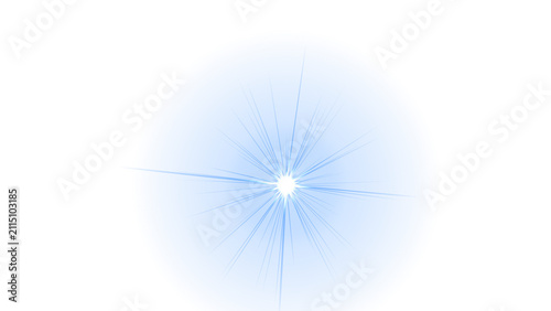 Bright Blue Lens Flare Light Effect isolated on Transparent Background