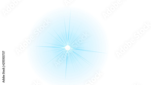 Bright Blue Light Lens Flare Effect isolated on Transparent Background