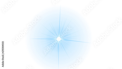 Bright Blue Lens Flare Light Effect Graphic Element isolated on Transparent Background