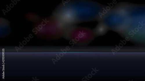Abstract dark background with soft blurry blue and purple light shapes