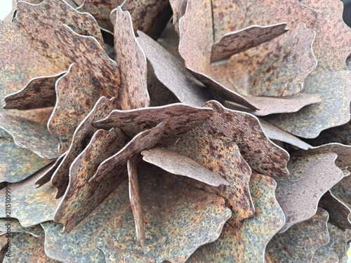 close-up view of iron petals decoration woven like a flower