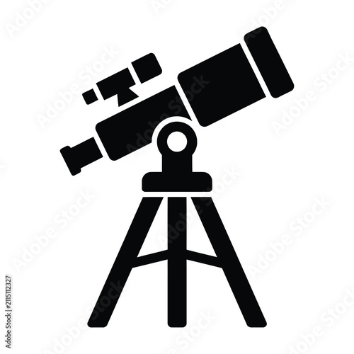 Telescope on tripod for stargazing and astronomy research in night sky
