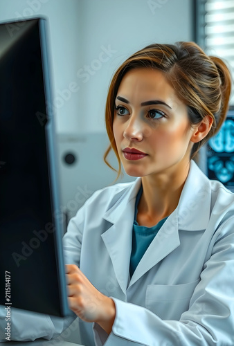Female doctor or scientist ...