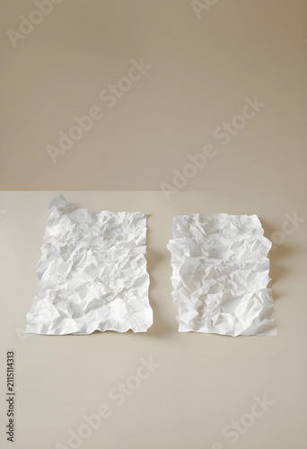 Two crumpled white paper sh...