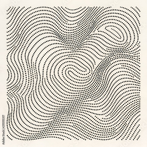 Swirling Dot Maze: Abstract Black White Geometric Pattern Art