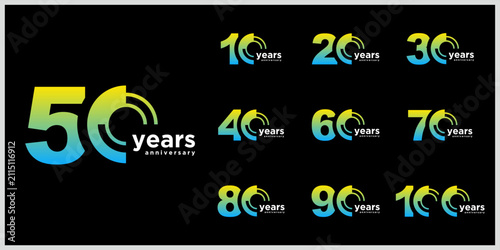Collection of anniversary logo design. Celebration day special vector symbol icon concept	