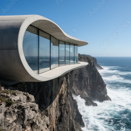 Modern cliffside house overlooking the ocean