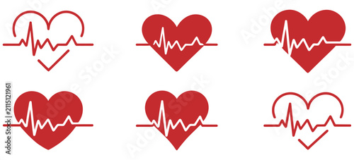 Fotografie Heartbeat Pulse Icon Featuring Heart Rate Health Medical Cardiac Rhythm ECG Moni