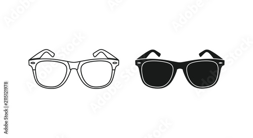 Foto Two pairs of eyeglasses in black and white silhouette