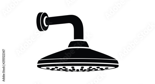 Fotografie Showerhead Silhouette Against White Background Minimalist Black Shape