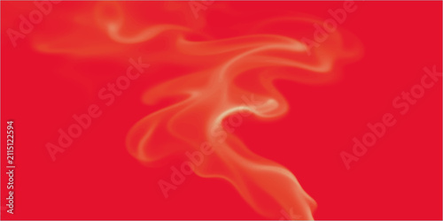 Abstract Red Smoke Wave on White Background with Flowing Silk Satin Texture and Soft Light Curves Vector Illustration Design