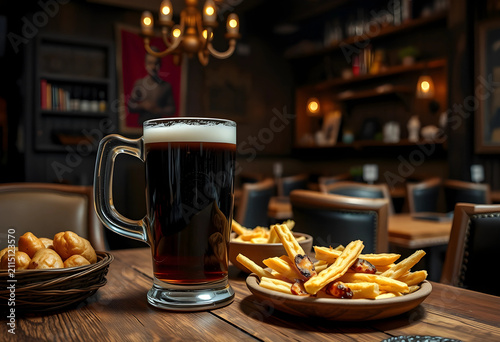 Dark beer mug with frothy h...