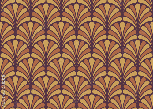Geometric floral art deco abstract pattern. Symmetrical decorative background.
