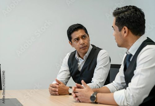 Two professional men in ves...