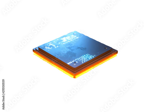 Central Processing Unit CPU Computer Chip Processor Digital Hardware Component Isolated on Black Background