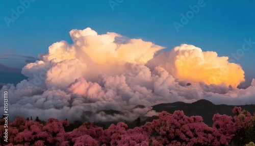 Majestic Cloudscape at Sunset - A Breathtaking View of Natures Beauty.