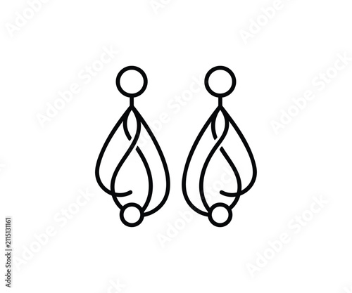 Teardrop dangle earrings line art vector icon luxury jewelry design