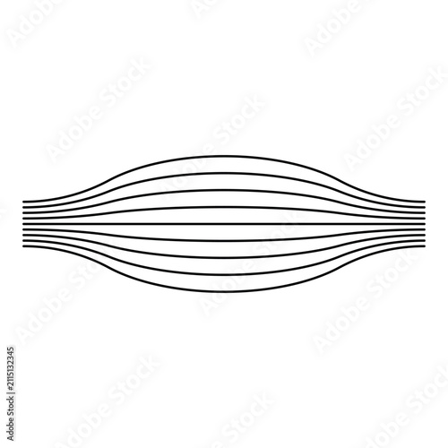 Принти на полотні Streamline curvature pattern with central origin point fluid dynamics illustrati