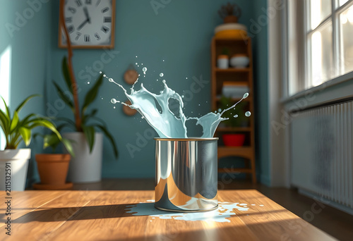 Light blue paint splashing ...