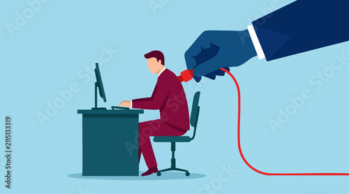 Foto Illustration of corporate control, manipulation, and work dependency