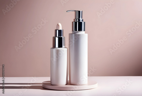 White cosmetic pump bottle ...