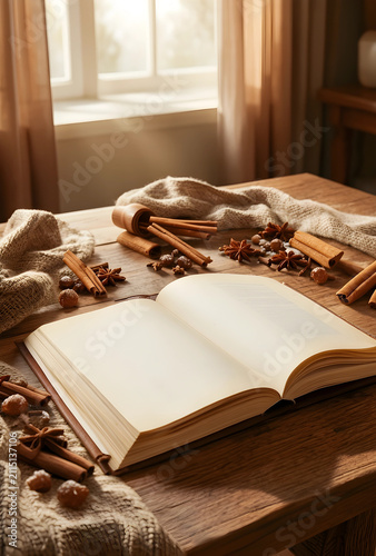 Open book with blank pages ...