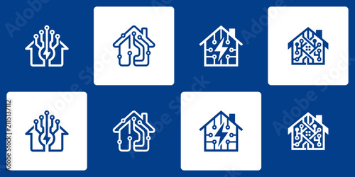 Collection of electrical vector logos with modern, simple, clean and abstract style. Icons for businesses, electricians, and personal branding.