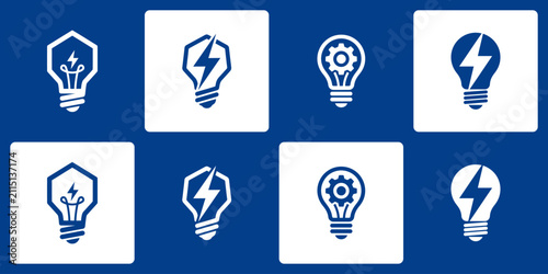 Collection of electrical vector logos with modern, simple, clean and abstract style. Icons for businesses, electricians, and personal branding.