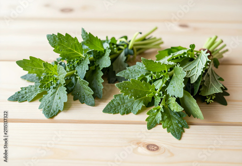 Freshly harvested green her...