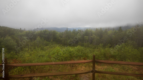 Pemigewasset Overlook in a summer foggy day at White Mountain National Forest, New Hampshire.