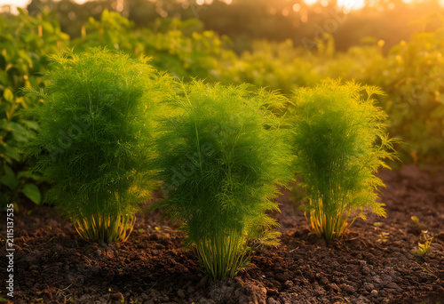 Fresh green dill plants gro...