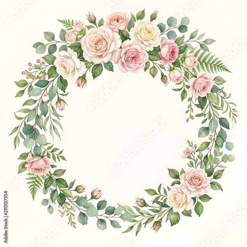 Vintage Floral Rose Frame Background with Pink and Red Roses Romantic Wedding Valentine Greeting Card Border Design