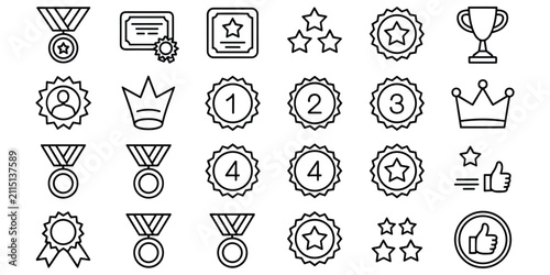 Bild auf Leinwand Achievement and award line icon set