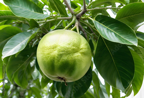 Unripe green pomelo fruit h...