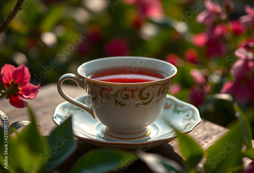 Elegant porcelain teacup wi...