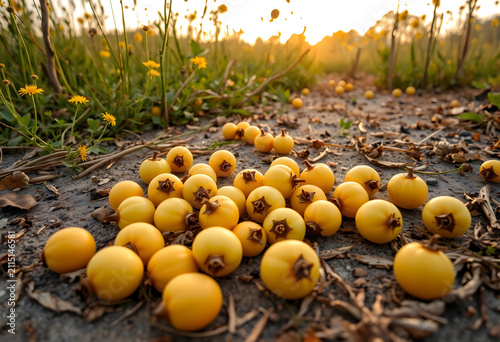 Small yellow berries scatte...