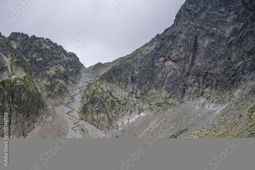 Hiking trail to Sedielko mountain pass in High Tatras, Slovakia