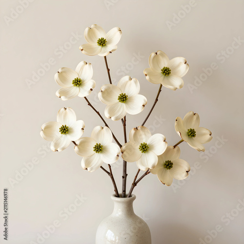 White dogwood flowers in a ...