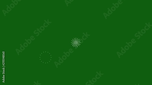 Shiny Circle Burst Firework Explosion Animation Loop With Glowing Spark Trails, Glitter Dust Particles, Pop-Up Lines, Bright Geometric Blast Effects On Green Screen Background In 4K UHD