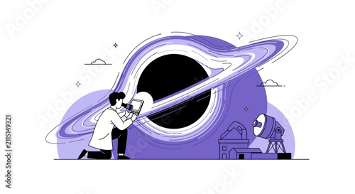 Astronomer studying cosmic singularity event.