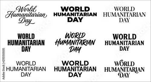 Принти на полотні World humanitarian day typography variations black text on white background altr