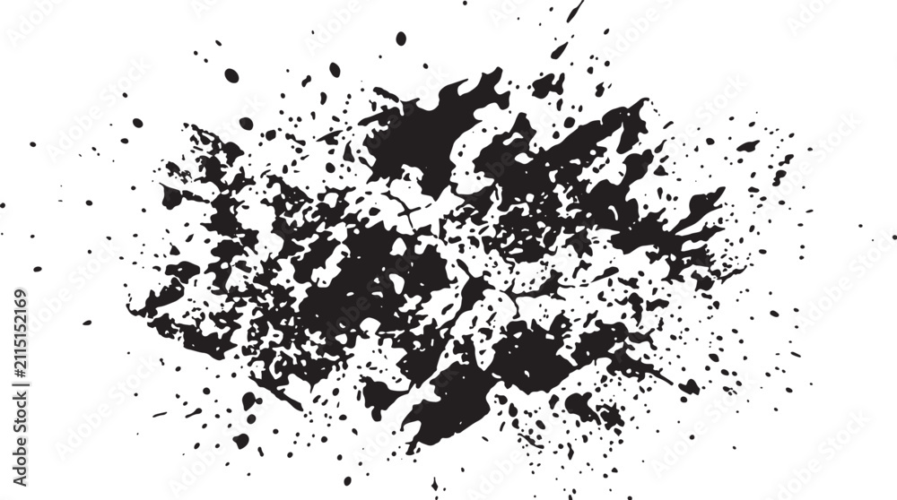 Obraz premium Black ink splatter on white background. Grunge paint splash texture for graphic design.