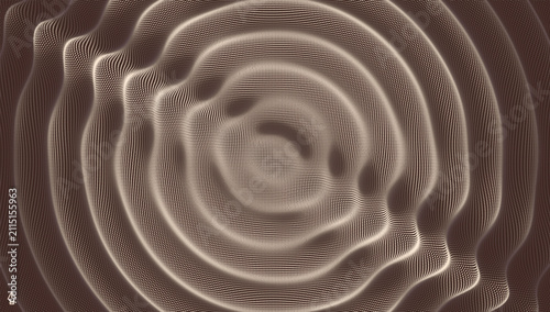 Abstract wavy background. Ripple effect. Grid surface. Wrinkled surface texture. Sound visualization. 3D illustration for brochure, poster, cover, card, presentation, flyer or banner.