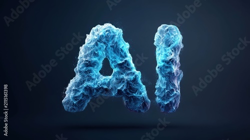 Futuristic artificial intelligence design with glowing letters