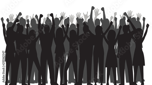 Silhouette illustration crowd of people dance in the party