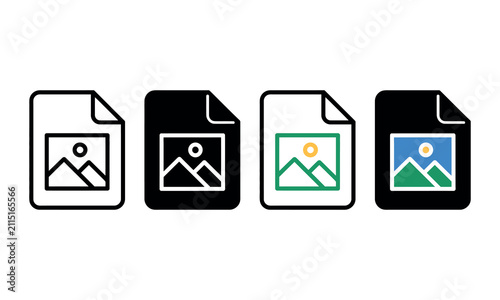 Flat design document icons with mountain landscape preview