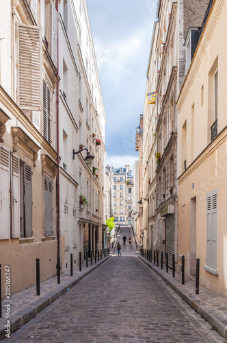 Narrow Street in Historic Paris France