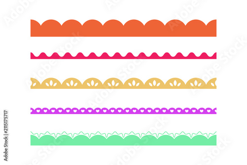 Colorful decorative borders for graphic design projects on transparent background