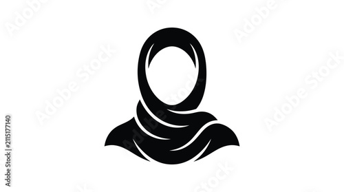 Bild auf Leinwand Minimalist vector graphic illustration of a woman wearing a black hijab isolated